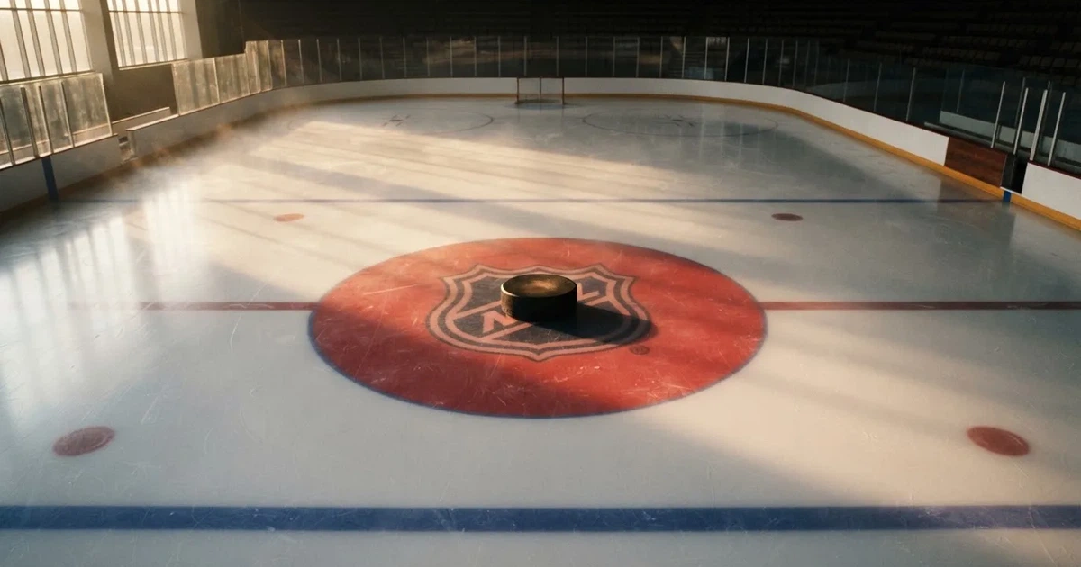 Un balón en el punto central de un campo de césped a la luz de la mañana